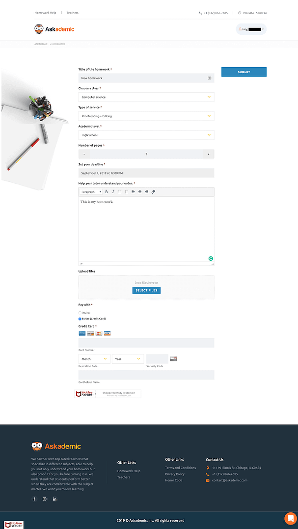 The Askademic WordPress payment form built with Gravity Forms.