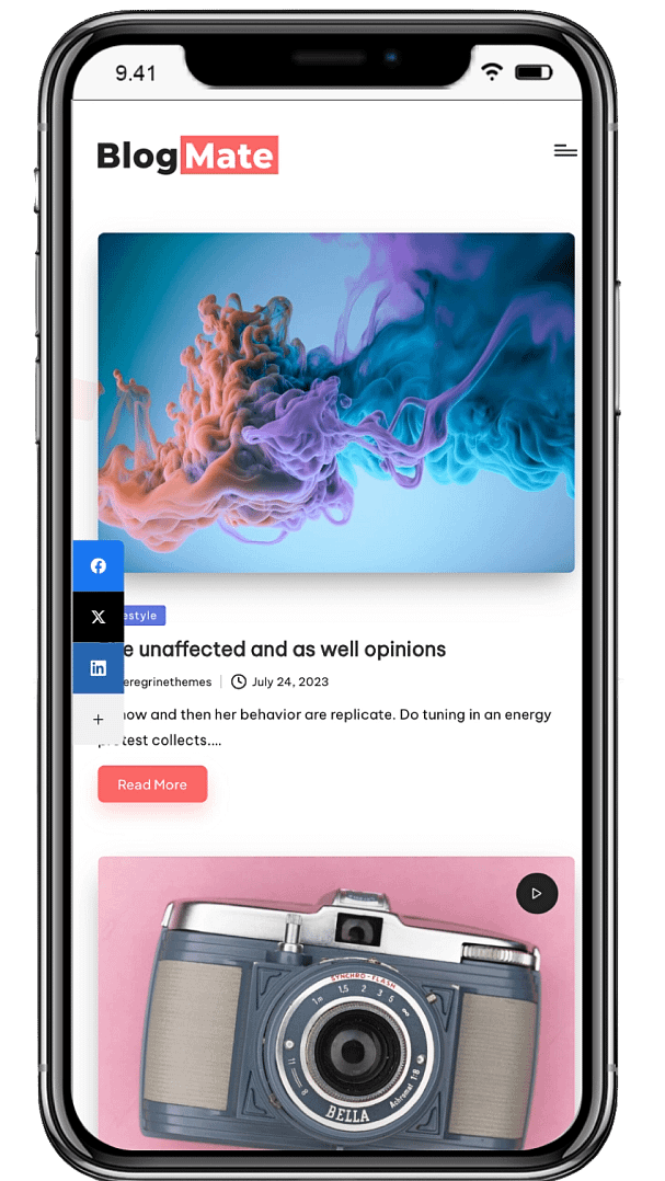 Blogmate theme mobile mockup.