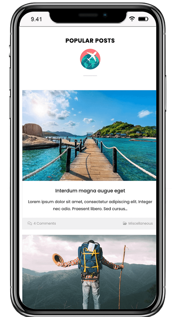 OceanWP theme mobile mockup.