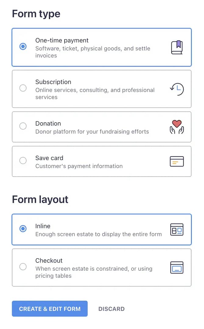 WP Full Pay template form types.