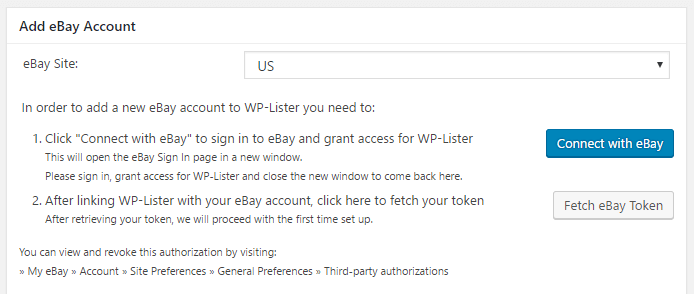 Linking your eBay profile with the WP-Lister plugin.