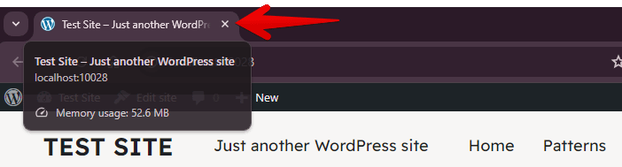 Site title and tagline in Chrome browser tab