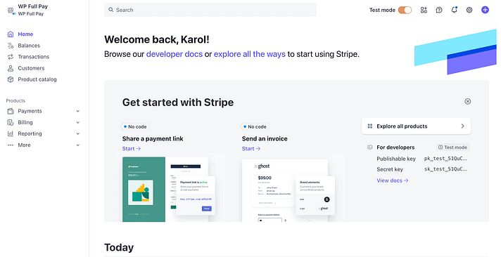 Stripe 控制面板