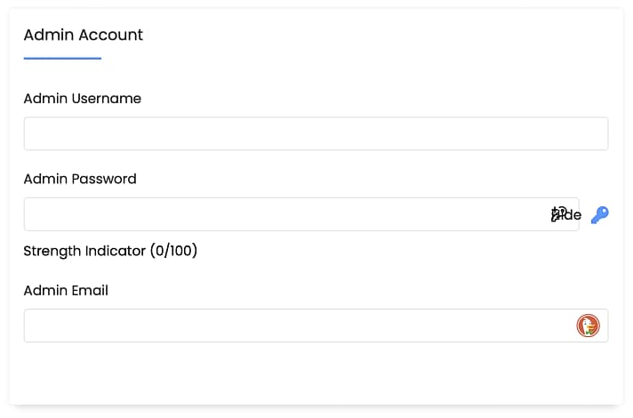 Admin Settings in the Softaculous installer.