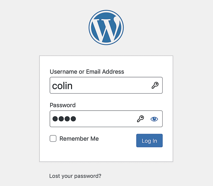 WP-admin login screen.