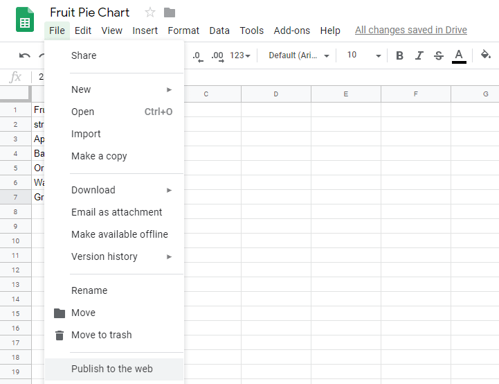 Publishing Google Sheets to prepare it for WordPress