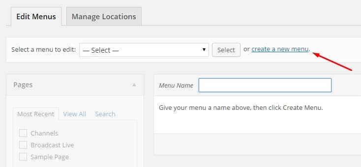 create new custom menu