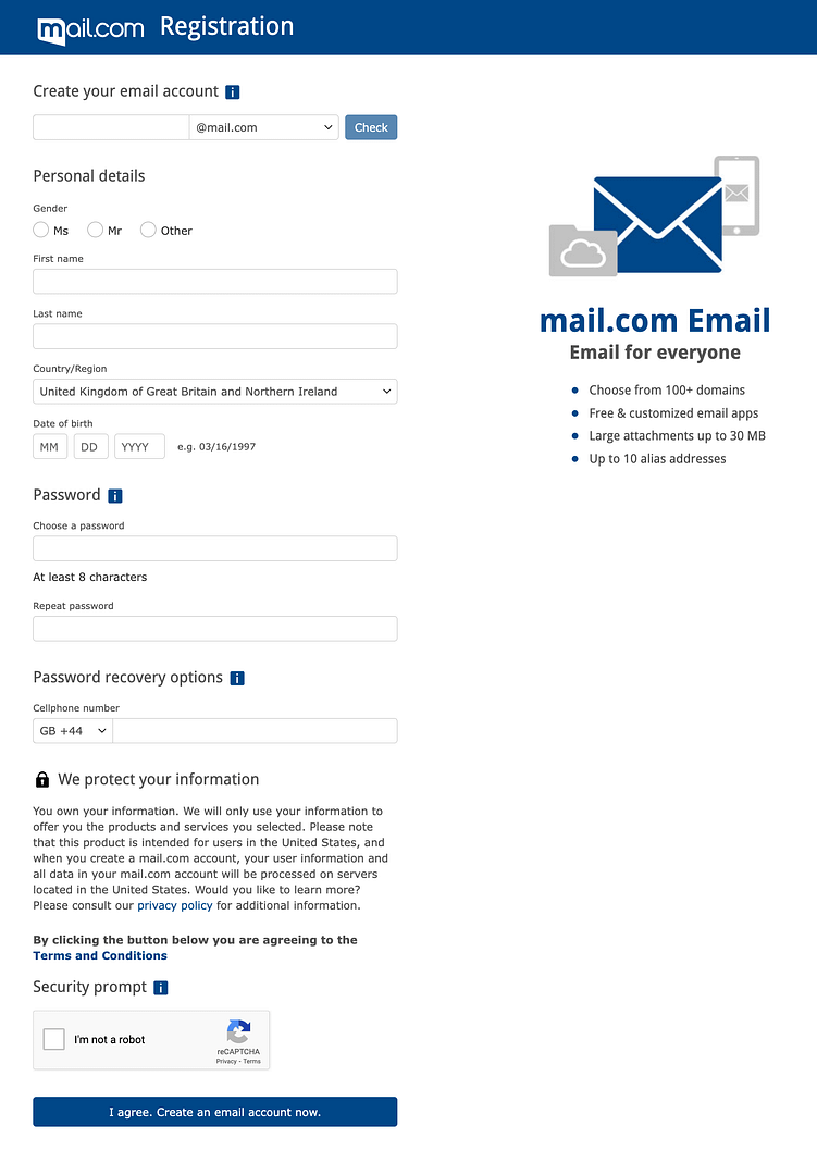 mail.com registration