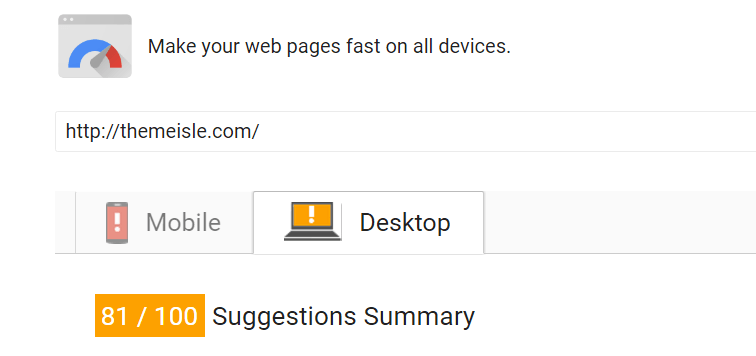 PageSpeed Insights Score
