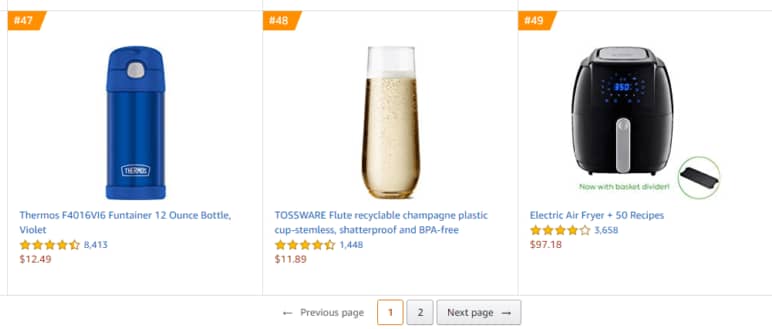 Multiple product pages.