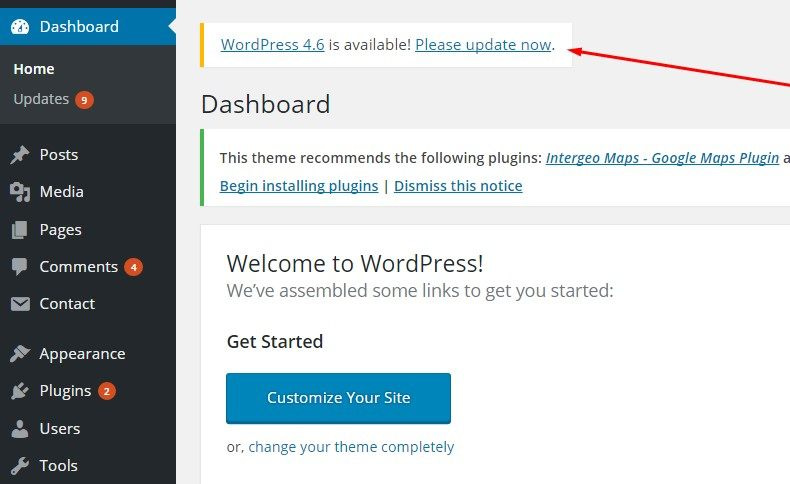 WordPress security tips: Update WordPress.