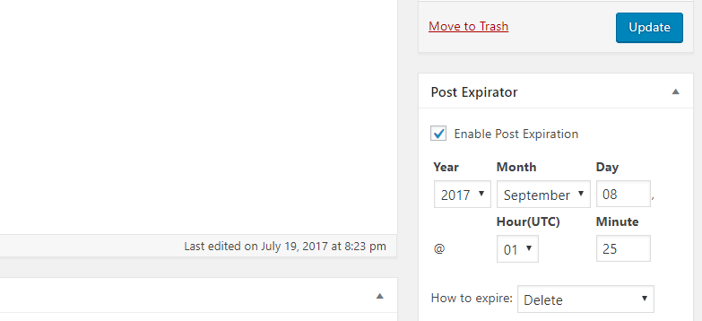 Setting an expiration date for your content.