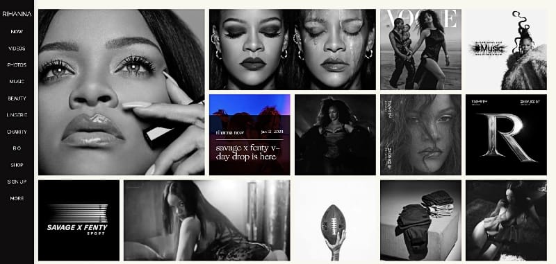 Rihanna's website uses WordPress