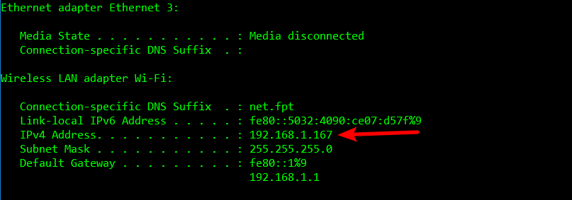 how to find local ip address