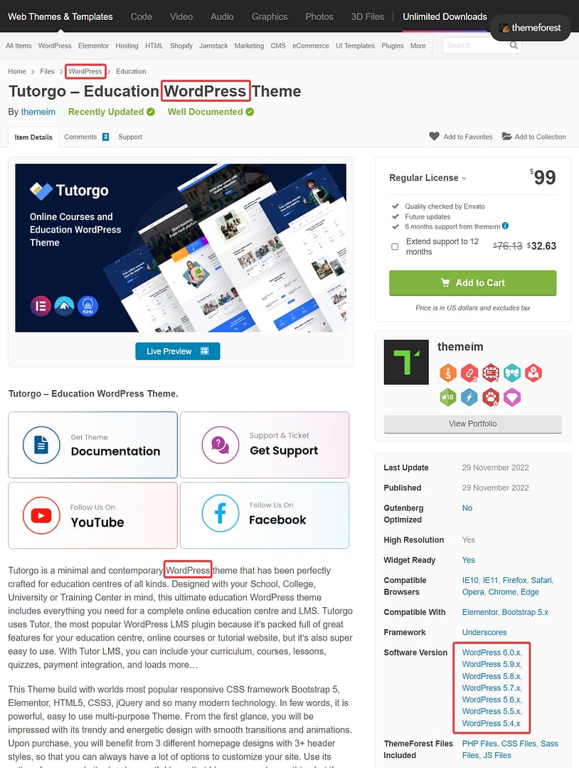 wordpress theme page in themeforest - missing style css stylesheet