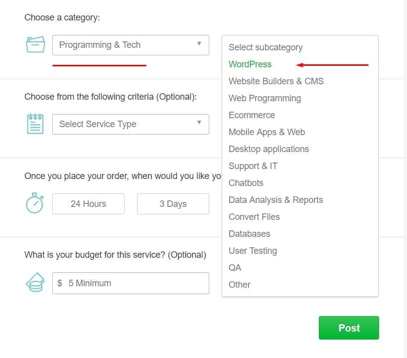 Order category_WordPress