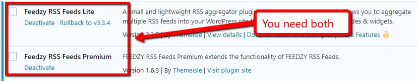 Install both Feedzy plugins