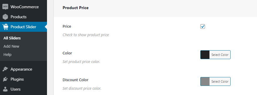Configuring your slider's text options.