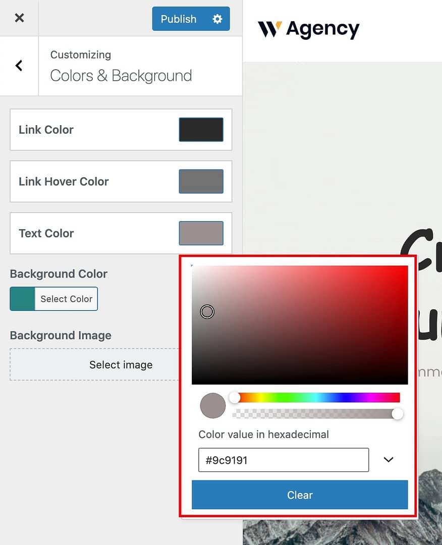 Use sliders to change colors in the WordPress customizer

