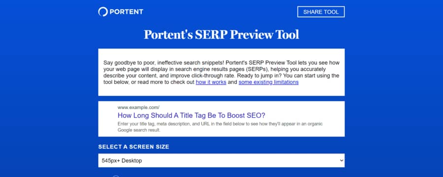 Title tag preview tool portent