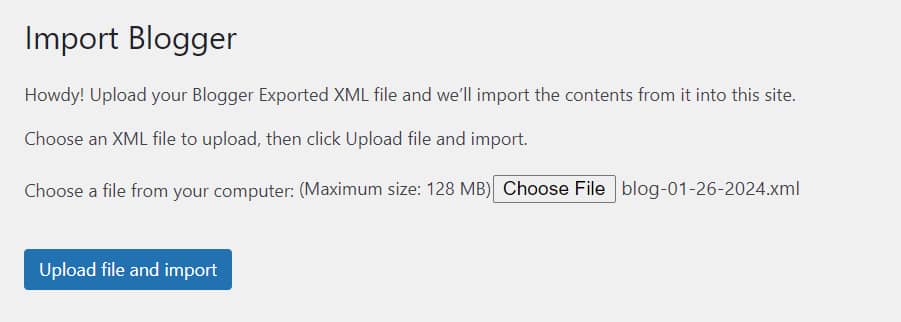 Import Blogger option
