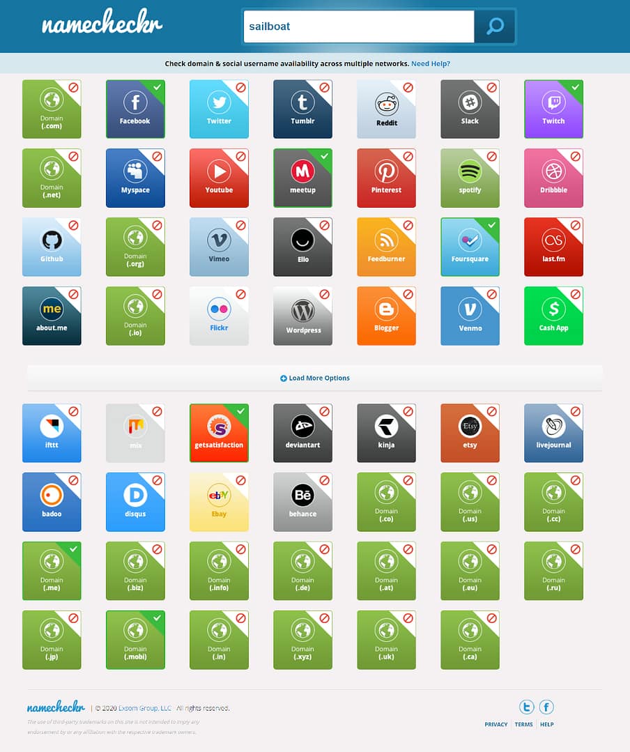 Namecheckr Website Screenshot for Username Availability