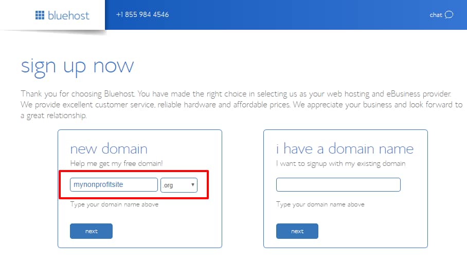 Bluehost free domain name