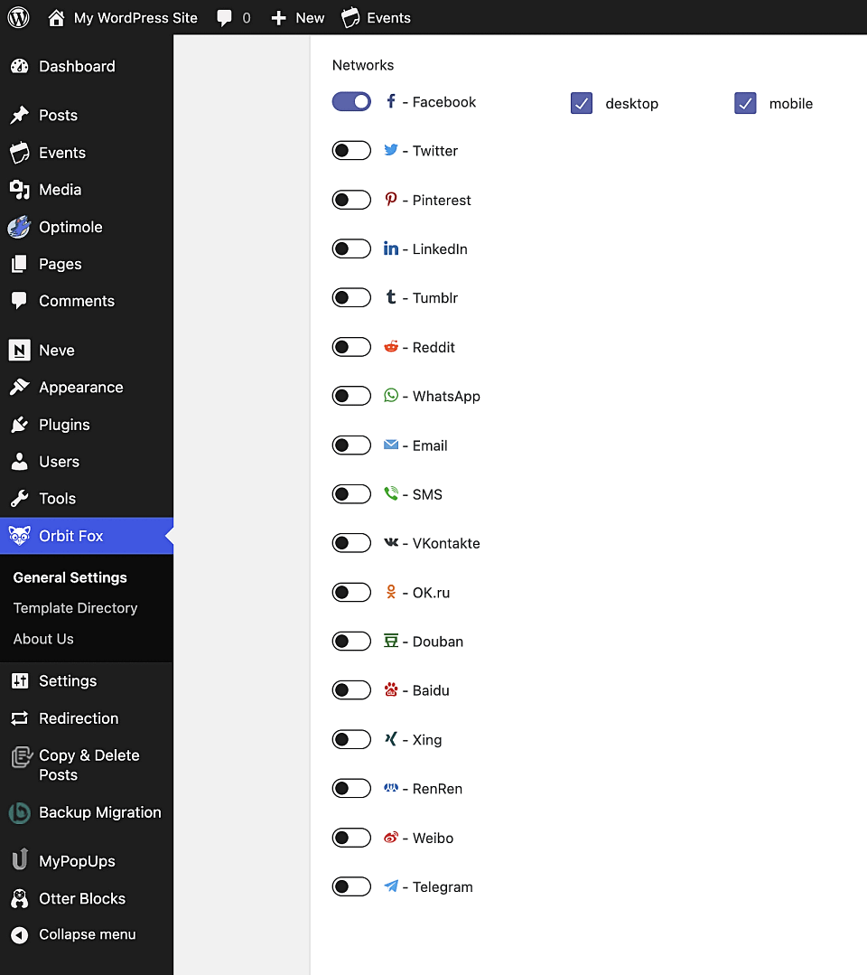 Social share icon choices for social websites