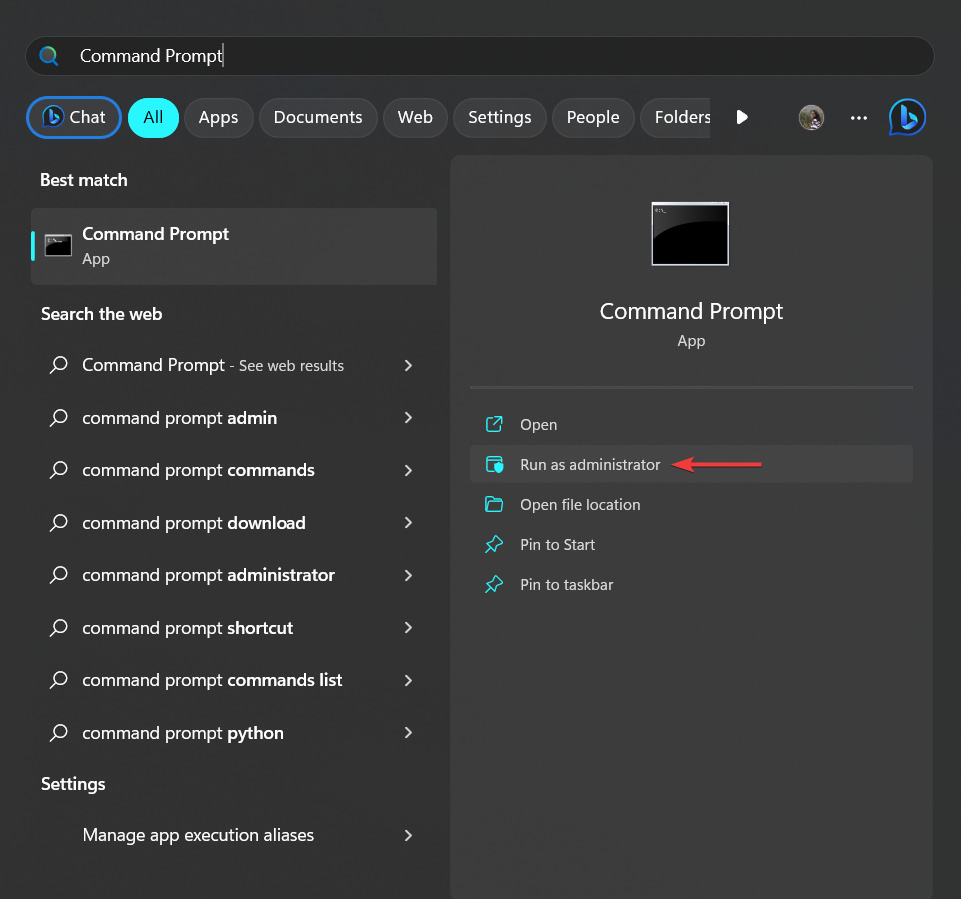 run as admin command prompt