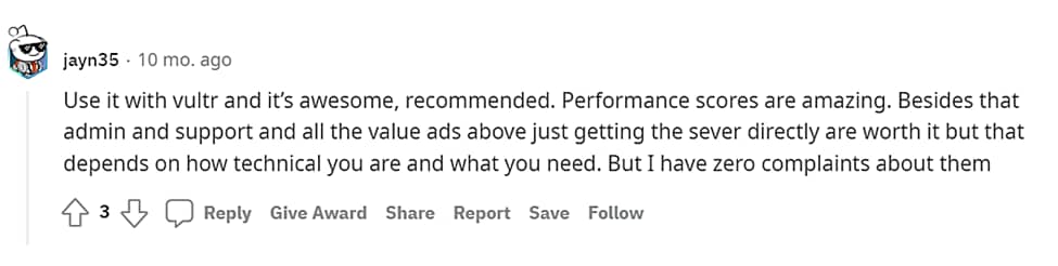 Cloudways opinion from Reddit for Vultr