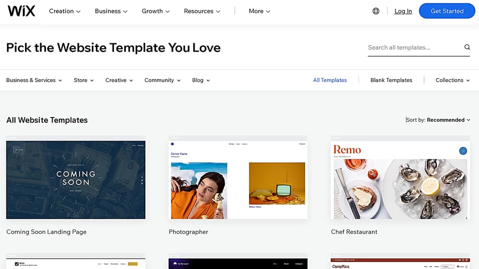 Wix site templates