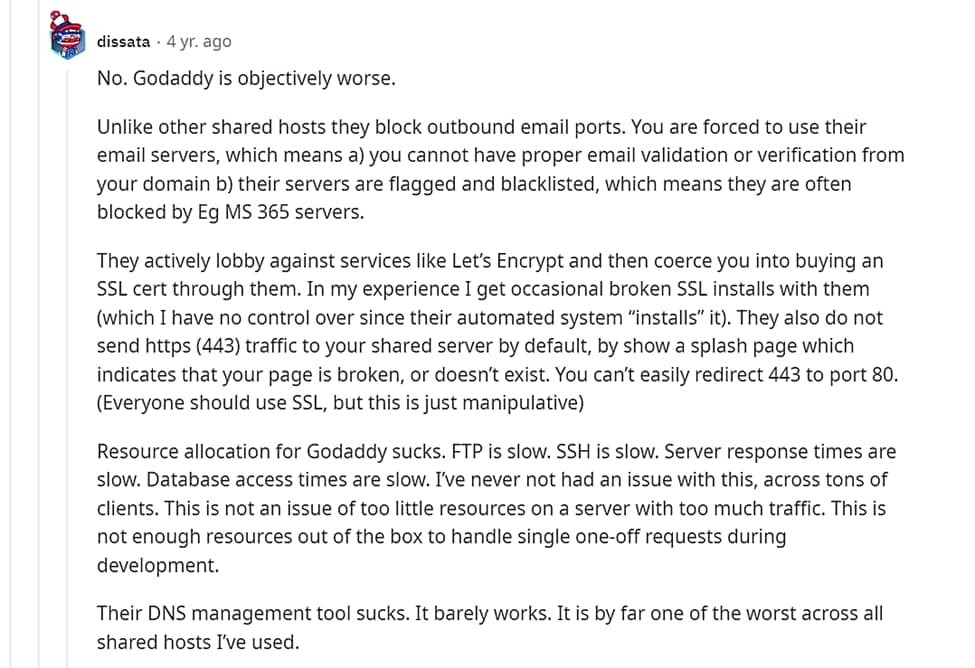 GoDaddy opinion from Reddit