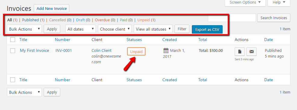 Checking the status of your invoices