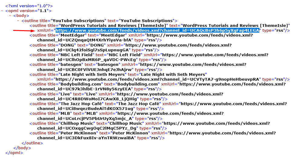 You can use these channel feeds to add YouTube videos to your aggregatore site