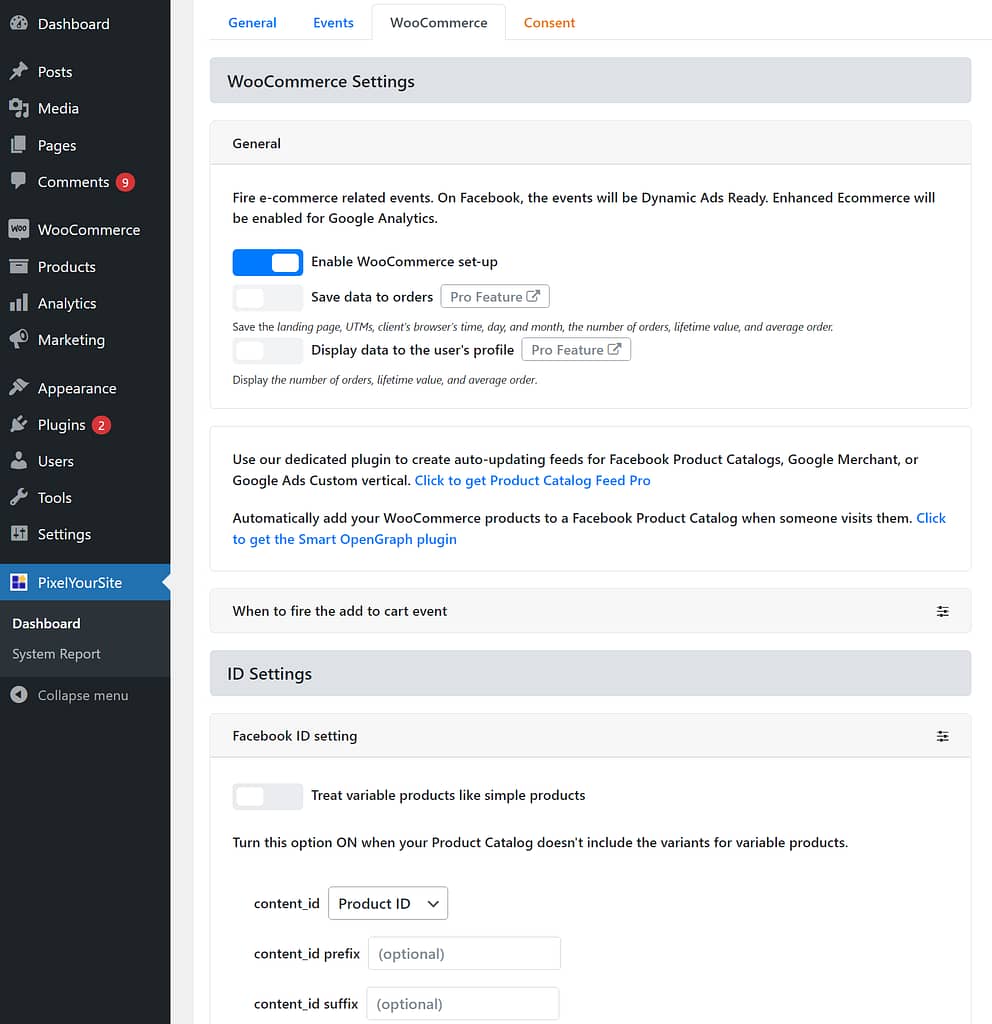 WooCommerce settings