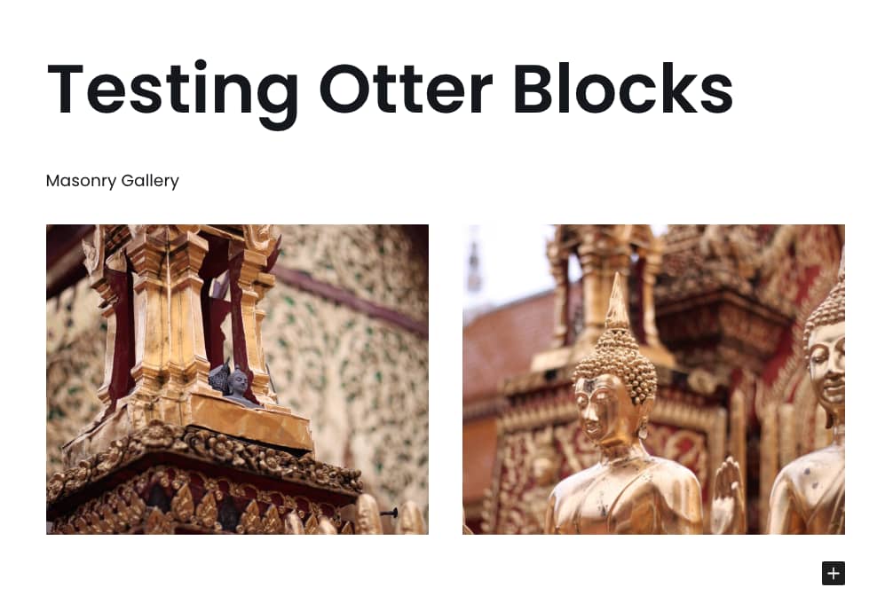 Masonry gallery example using Otter Blocks in WordPress