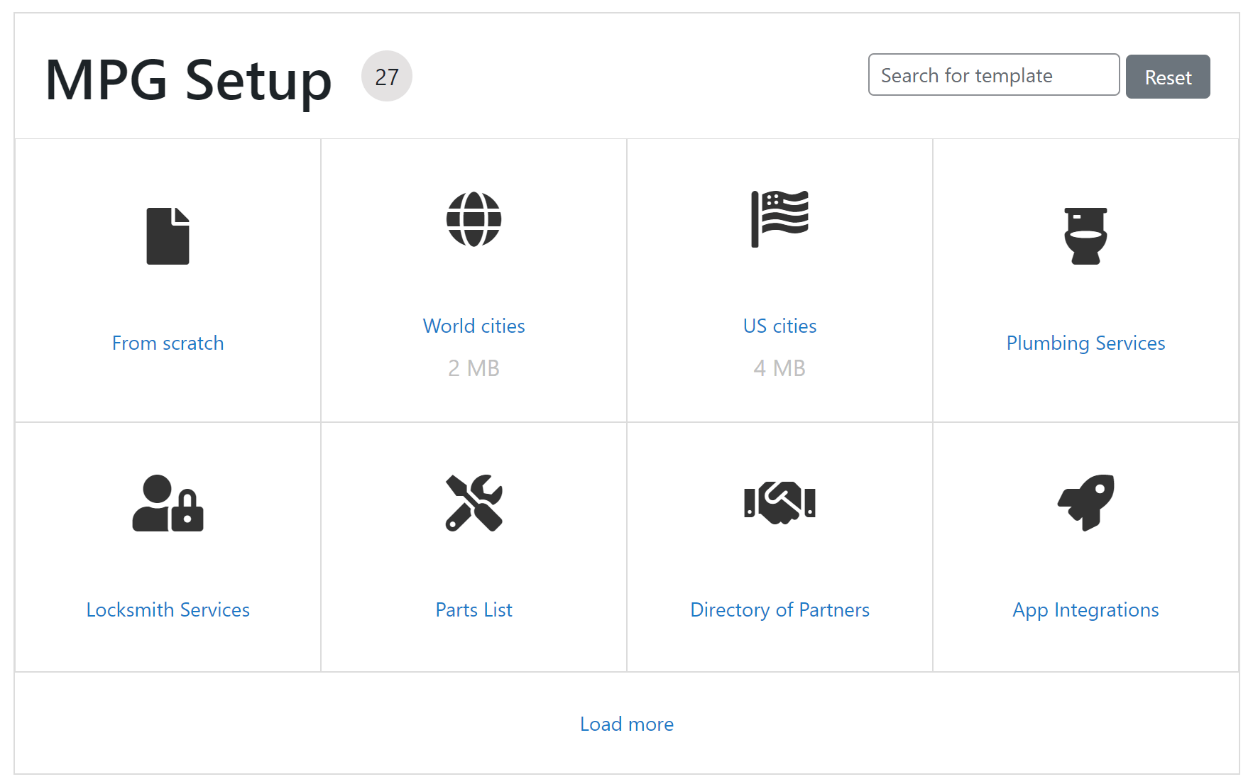 An example of the WordPress bulk create pages template options.