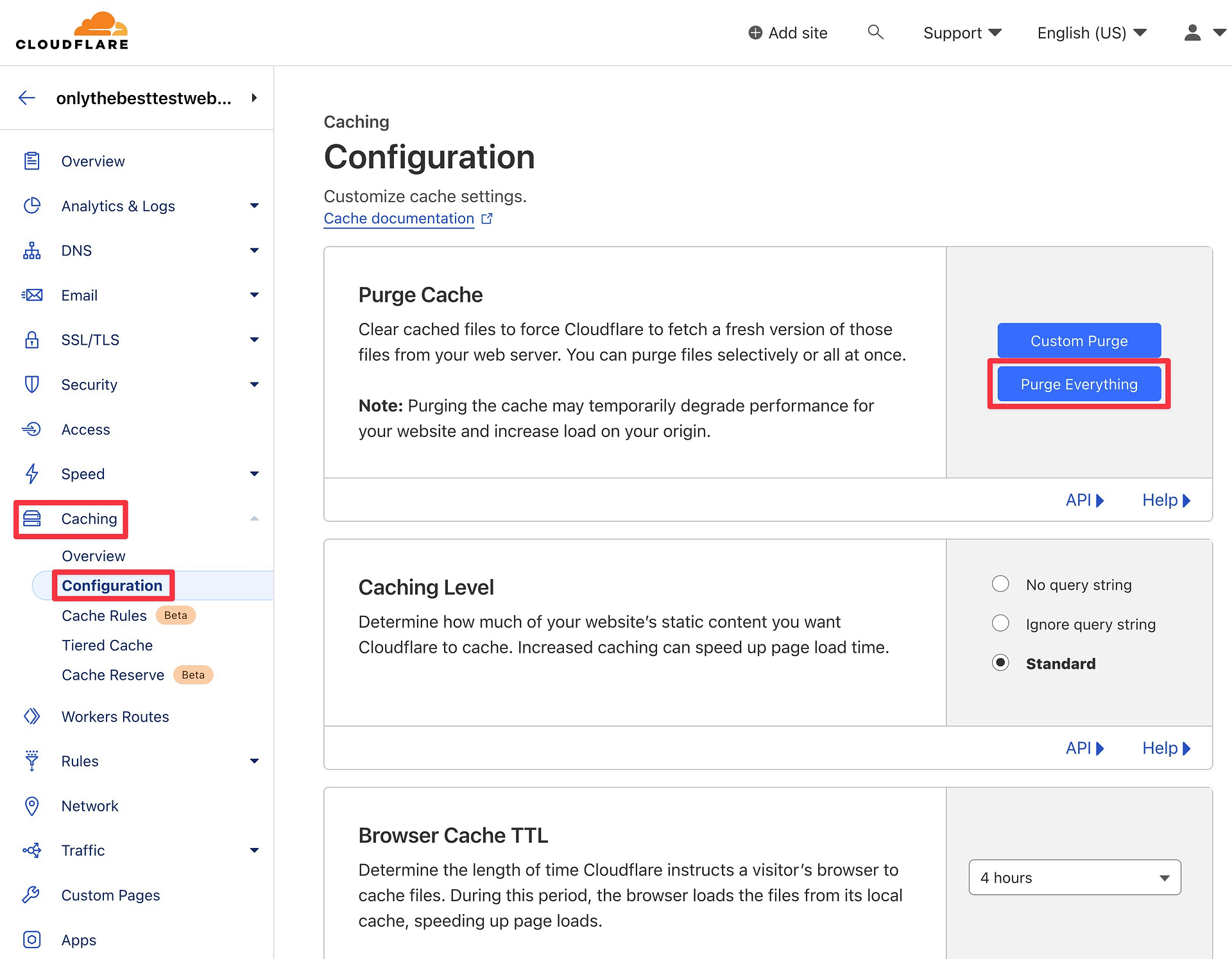 How to clear Cloudflare cache