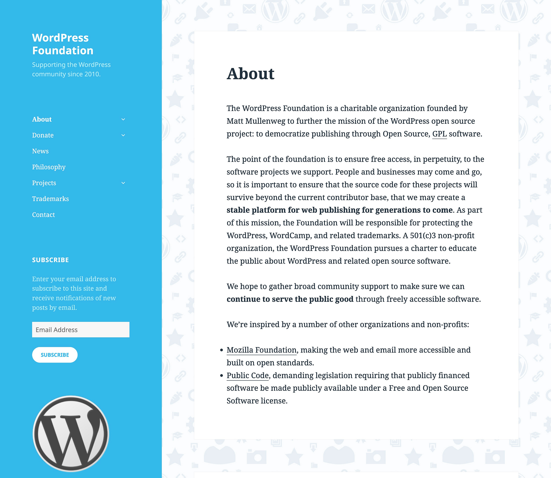 The WordPress Foundation website shows one answer to who owns WordPress.