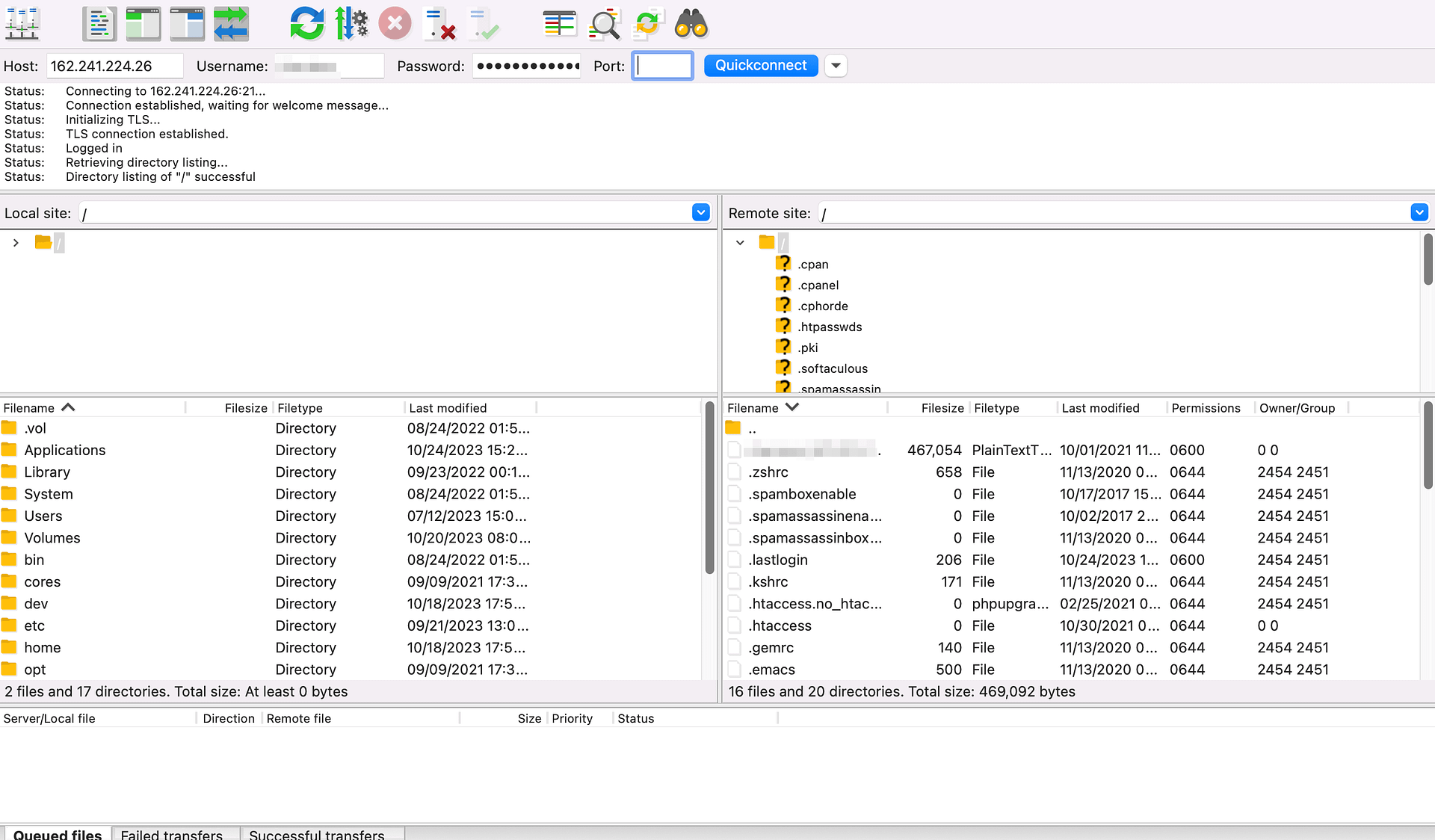 Connecting your WordPress site to FileZilla.