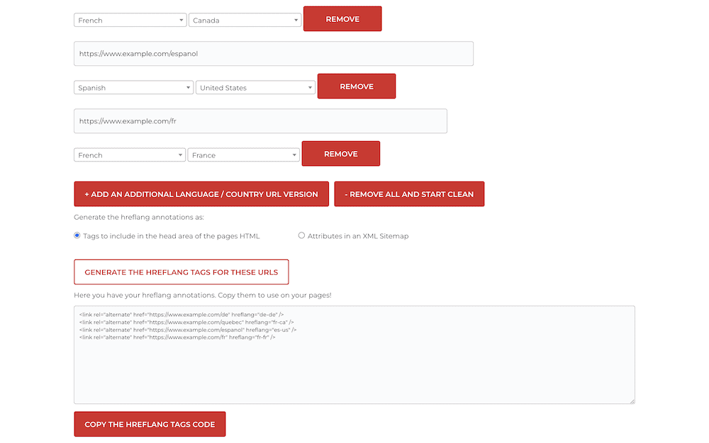 An online hreflang tag creator app.