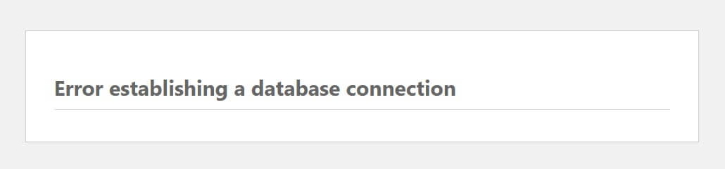 Error Establishing a Database Connection in WordPress