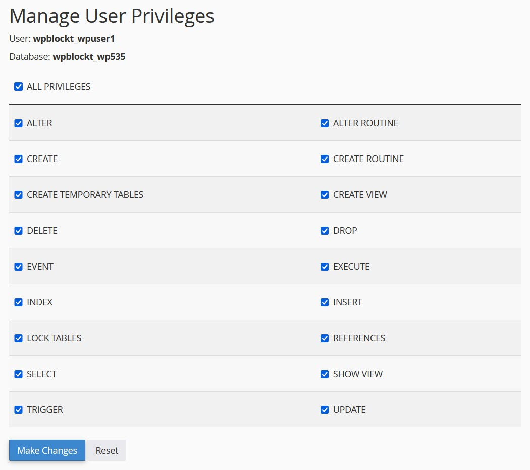 MySQL Manage User Privileges