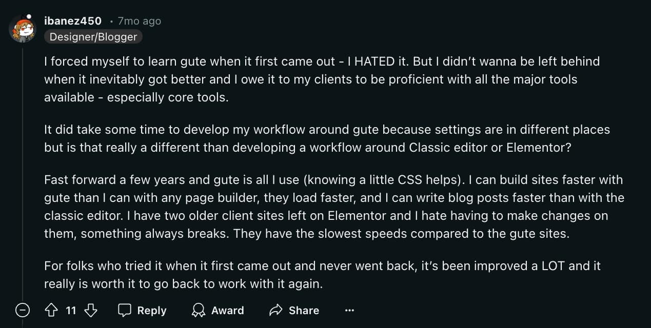 Gutenberg opinion vs page builders 4