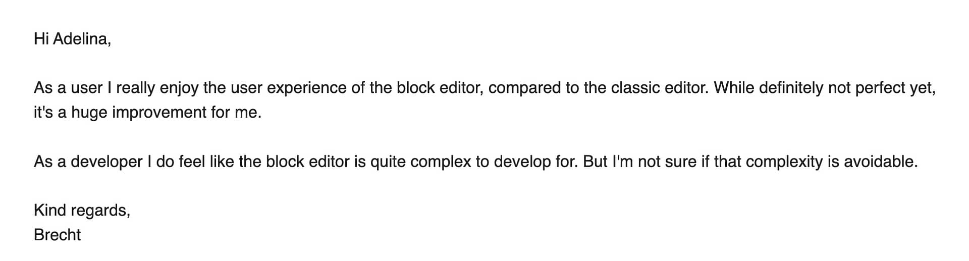 Block editor opinion on being modern 5