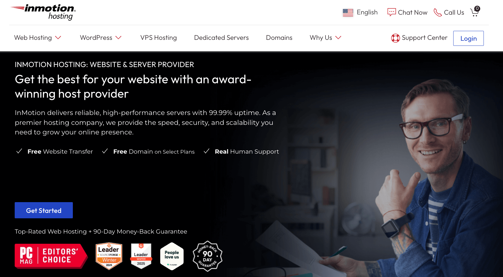The Inmotion Hosting homepage.