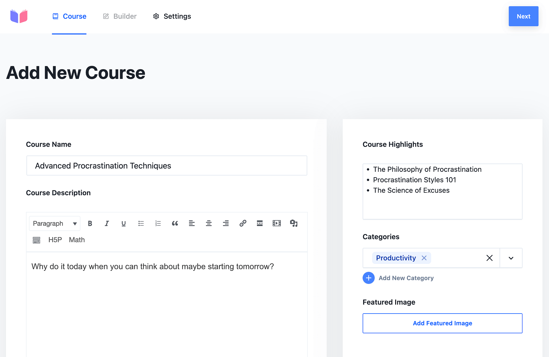 adding new course