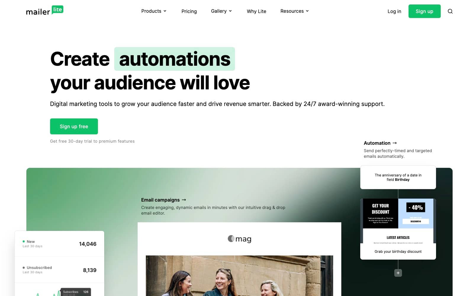 The MailerLite email marketing tool.