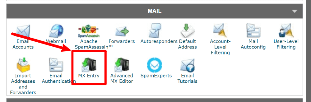 cPanel MX Entry tool.