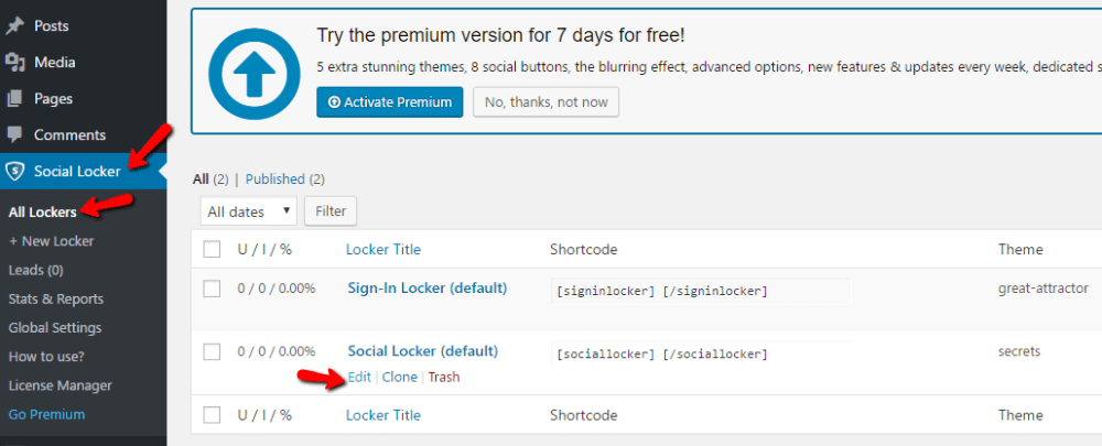 how to add content lockers to WordPress via social media